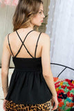 Lace Top with Criss Cross Back, Black