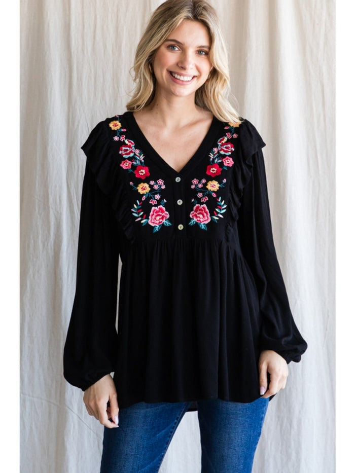 jodifl embroidered babydoll top
