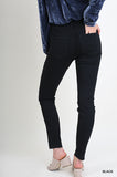 Distressed Stretch Skinny Jeans, Black