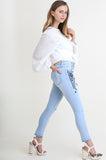 Floral Embroidered Distressed Skinny Jeans