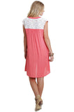 Bohemian Lace Sleeveless Dress, Coral