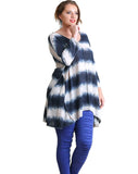 Tie Dye Striped Tunic, Navy