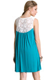 Lace Up Tassel Tie Dress, Teal