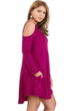 Cold Shoulder T-Shirt Dress, Raspberry