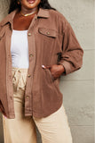 Button Down Shacket, Coffee Brown
