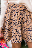 Tiered Leopard Mini Skirt, Taupe