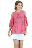 umgee usa Floral Embroidered Peasant Top