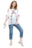 umgee usa Floral Embroidered Peasant Top