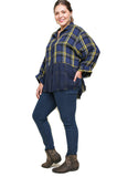 Plaid & Checkered Frayed Top, Navy