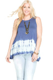 Tie Dye Sleeveless Tank Top, Blue