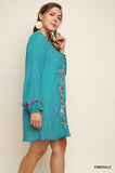 Floral Embroidered Dress, Emerald