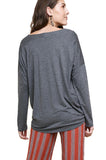 Heathered Front Knot Detail Top, Charcoal