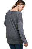 Heathered Front Knot Detail Top, Charcoal