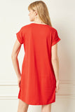 Everyday Pocket Short Dress, Red