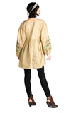 Floral Embroidered Peasant Dress, Mocha