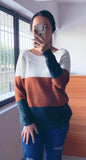 Color Block Off The Shoulder Sweater