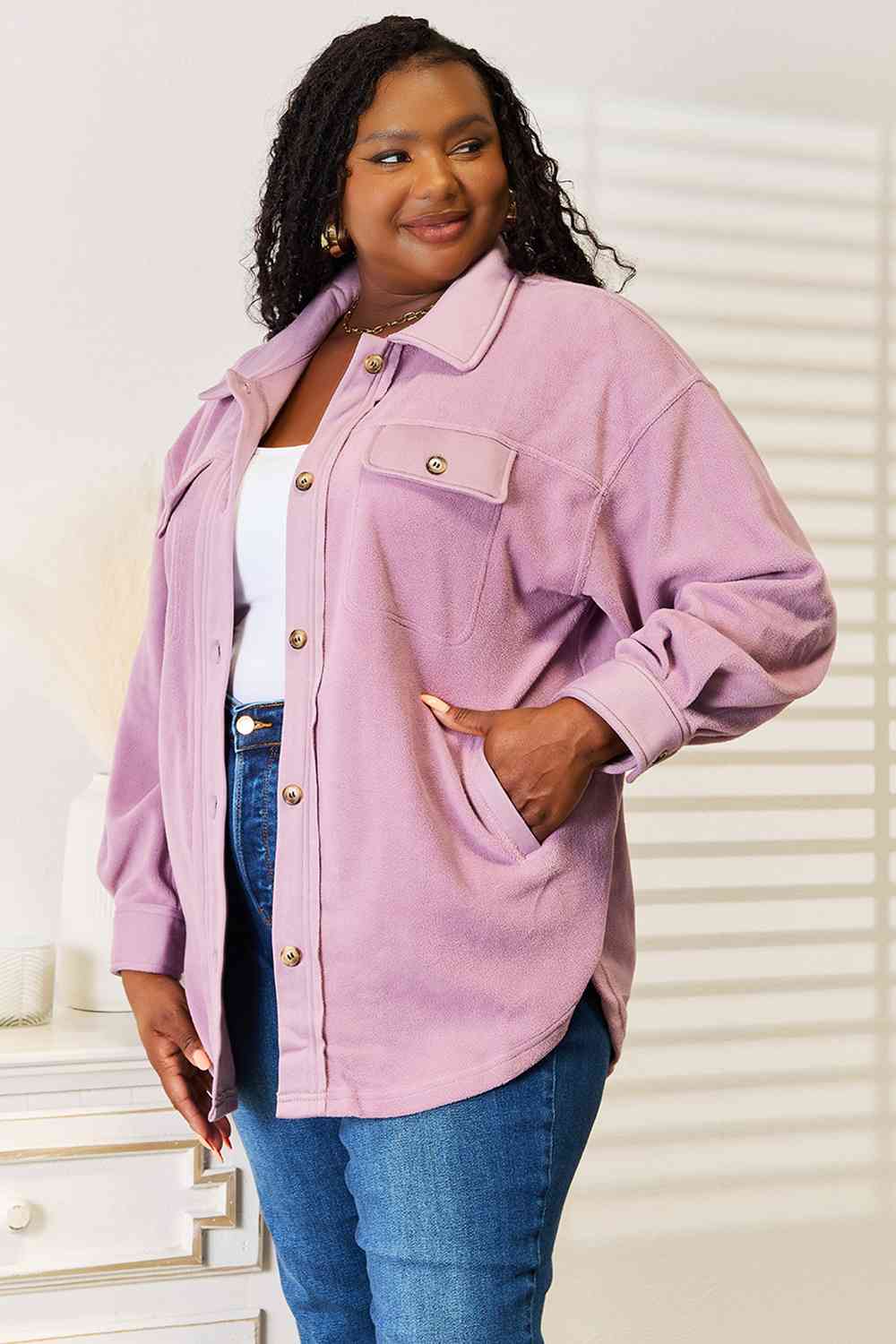 Plus Size Purple Denim Jacket