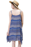 Asymmetrical Aztec Tank Dress, Blue