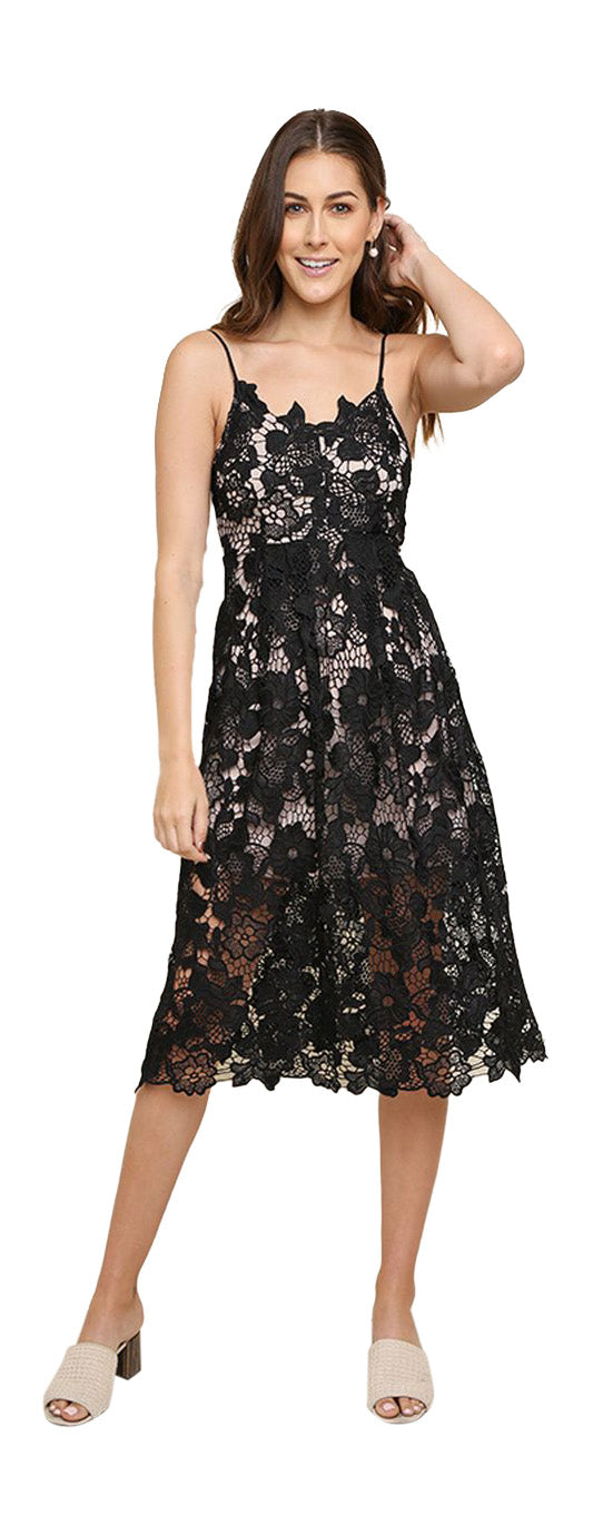 Floral Lace Applique Midi Dresses - Umgee Floral Lace Applique Midi Dresses - Umgee
