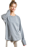 MINERAL WASHED FRENCH TERRY RAW HEM TOP