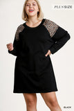 Leopard Detail Dress, Black