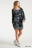 Camo Raw Edge Dress, Grey