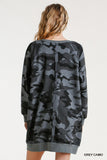 Camo Raw Edge Dress, Grey