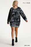 Camo Raw Edge Dress, Grey