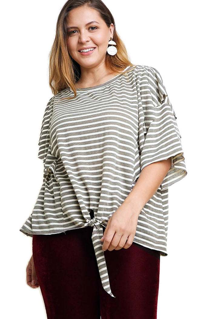 Striped Layered Top, Charcoal