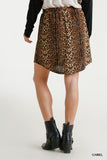 Leopard Drawstring Mini Skirt, Camel