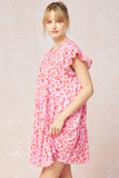 Tiered Ruffled Leopard Dress, Pink