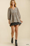 Cheetah Babydoll Top, Latte