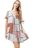 Folklore Tassel Mini Swing Dress, Apricot
