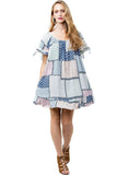Folklore Tassel Mini Swing Dress, Sea Blue