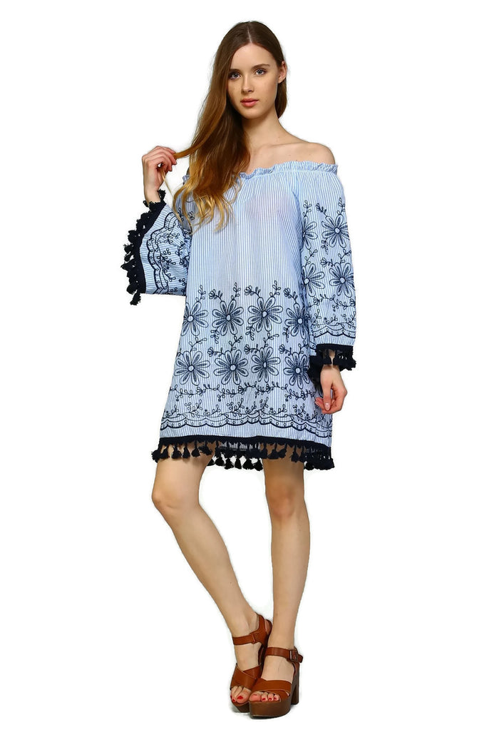 Embroidered tassel outlet dress