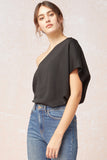 One Shoulder Top, Black