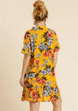Floral Ruffle Babydoll Dress, Sunflower