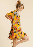 Floral Ruffle Babydoll Dress, Sunflower