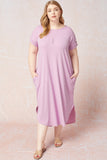 Ribbed Pocket Midi Dress, Lavender