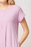 Ribbed Pocket Midi Dress, Lavender
