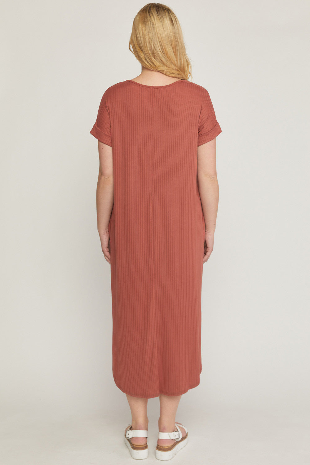 entro ribbed dress Women's Ribbed Pocket Midi Dress