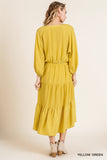 Tiered Ruffle Maxi Dress, Yellow