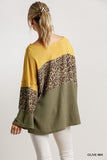 Color Block Waffle Knit Top, Olive