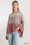 Color Block Waffle Knit Top, Berry
