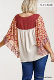 Floral Metallic Butterfly Sleeve Top, Natural
