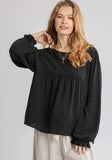 umgee usa Pleated Detail Babydoll Top