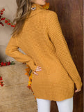 Cowl Neck Asymmetric Wrap Sweater, Camel