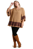 umgee usa Spotted Bell Sleeve Ruffle Hem Top