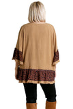 Spotted Bell Sleeve Frayed Top, Caramel