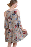 Floral Cold Shoulder Dress, Latte